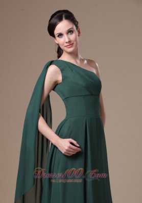 Hunter Green One Shoulder Homecoming Dress Watteau Train