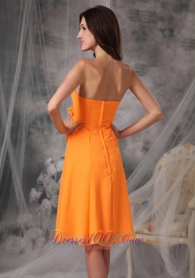 Mandarin Orange Short Dress for Prom Handle Flowers