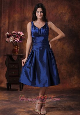 Royal Blue Straps Dress for Bridesmaid Custom Color