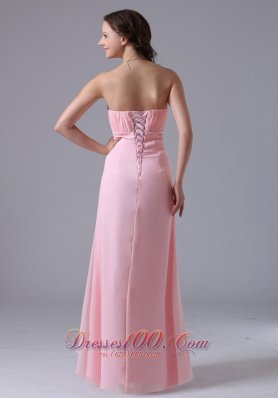 Baby Pink Bridesmaid Maxi Dress Ruched Gather