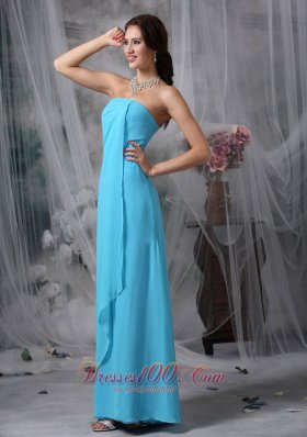 Baby Blue Casual Homecoming Wear Empire Floor-length