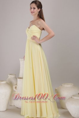 Light Yellow Empire Maxi Dress for Bridesmaids Sweetheart