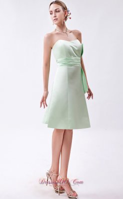 Aqua Green Bow Dress for Matron of Honor Mini-length