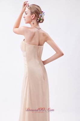 Wheat Fashion Color Bridesmaid Formal Dress Asymmetric