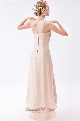 Wheat Fashion Color Bridesmaid Formal Dress Asymmetric