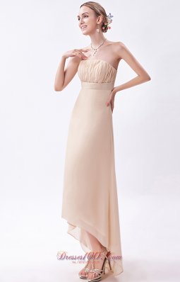 Wheat Fashion Color Bridesmaid Formal Dress Asymmetric