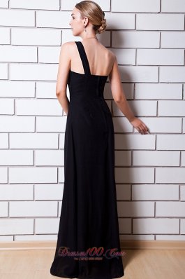 Black Trends One Shoulder Bridesmaid Dress Chiffon