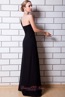 Black Trends One Shoulder Bridesmaid Dress Chiffon