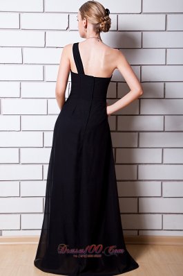 Black Trends One Shoulder Bridesmaid Dress Chiffon