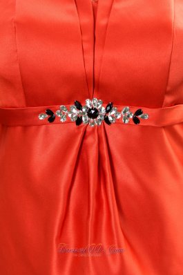 Orange Red Straps Bridesmaid Dress Tea-length Asym