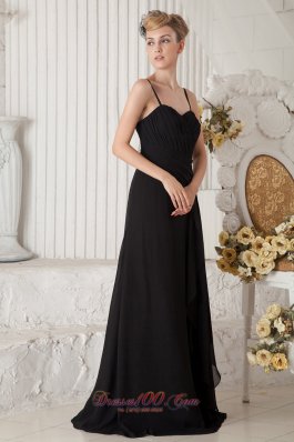 Black Empire Straps Dress for Maid of Honor Ruffles