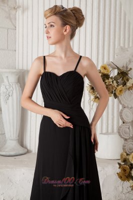 Black Empire Straps Dress for Maid of Honor Ruffles