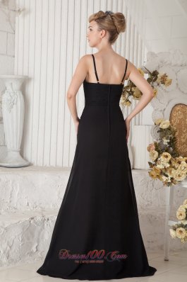 Black Empire Straps Dress for Maid of Honor Ruffles