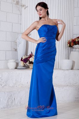 Royal Blue Gather Mother Of The Bride Dress Strapless Ruch