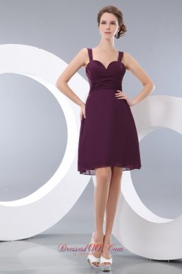 Grape Straps Bridesmaid Dress Cool Style Knee-length