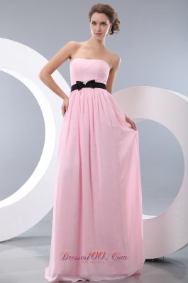 Baby Pink Empire Bow Belt Bridesmaid Dress Maxi Colored