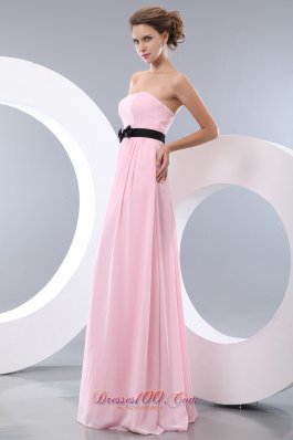 Baby Pink Empire Bow Belt Bridesmaid Dress Maxi Colored