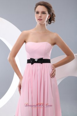 Baby Pink Empire Bow Belt Bridesmaid Dress Maxi Colored