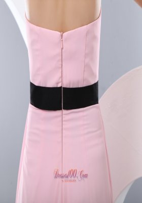 Baby Pink Empire Bow Belt Bridesmaid Dress Maxi Colored