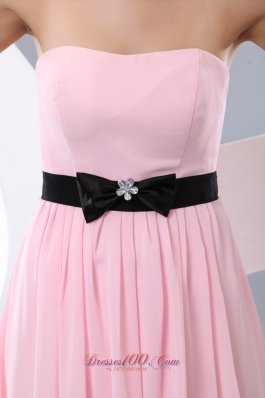 Baby Pink Empire Bow Belt Bridesmaid Dress Maxi Colored