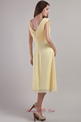 Light Yellow Cross Straps Bridesmaid Dress Ankle-length