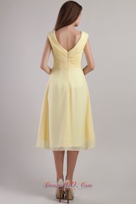 Light Yellow Cross Straps Bridesmaid Dress Ankle-length