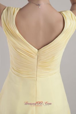 Light Yellow Cross Straps Bridesmaid Dress Ankle-length