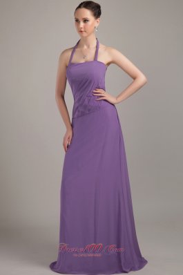 Lavender Halter Bridesmaid Dress Chiffon Ruching