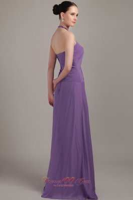 Lavender Halter Bridesmaid Dress Chiffon Ruching