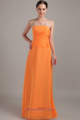 Orange Strapless Bridesmaid Formal Dress Ruch Customize