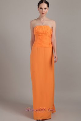 Orange Strapless Bridesmaid Formal Dress Ruch Customize