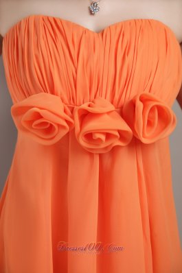 Orange Empire Plus Size Prom Dress Handmade Flowers Brush