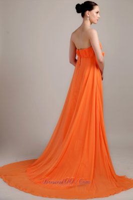 Orange Empire Plus Size Prom Dress Handmade Flowers Brush