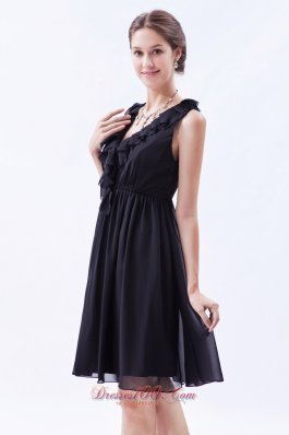 Dim Grey Empire Bridesmaid Dress V-neck Mini-length