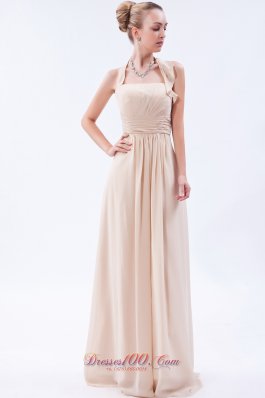 Linen Custom Color Empire Halter Bridesmaid Dress Ruch