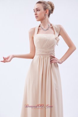 Linen Custom Color Empire Halter Bridesmaid Dress Ruch