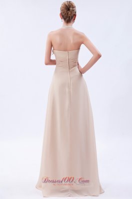 Linen Custom Color Empire Halter Bridesmaid Dress Ruch