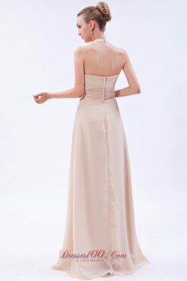 Linen Custom Color Empire Halter Bridesmaid Dress Ruch