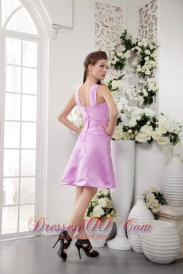 Lavender High-neck Dress for Bridesmaids Knee-length