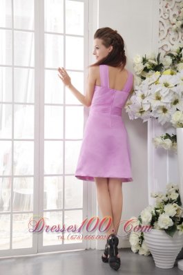 Lavender High-neck Dress for Bridesmaids Knee-length