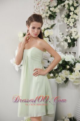 Light Green Empire Asym Bridesmaid Dress Strapless Chiffon