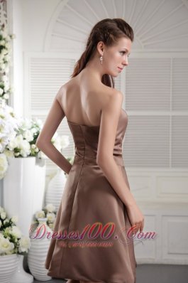 Coffee Brown Empire Bridesmaid Dress Satin Bow Strapless