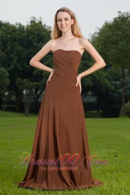 Sienna Brown Sheath Bridesmaid Dress Strapless Brush