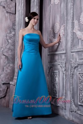 Aqua Blue Long Dress for Matron of Honor Strapless