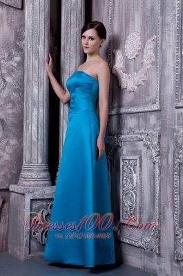 Aqua Blue Long Dress for Matron of Honor Strapless