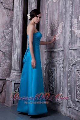 Aqua Blue Long Dress for Matron of Honor Strapless