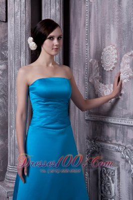 Aqua Blue Long Dress for Matron of Honor Strapless