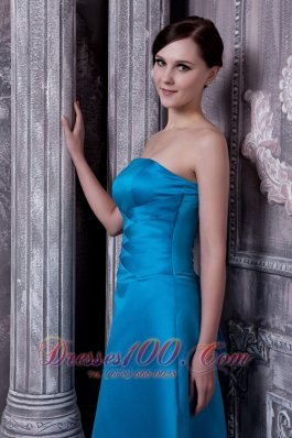 Aqua Blue Long Dress for Matron of Honor Strapless