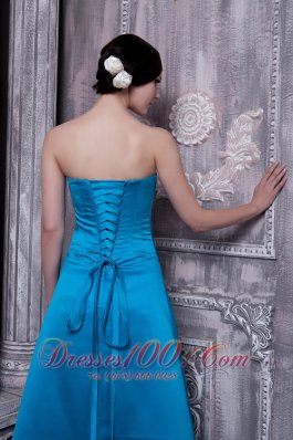 Aqua Blue Long Dress for Matron of Honor Strapless