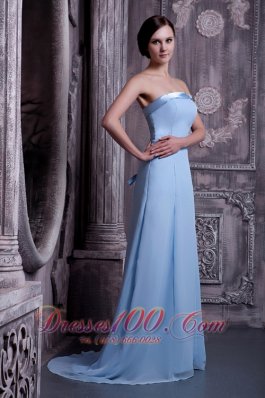 Light Blue Trimmed Neckline Prom Homecoming Dress Lace up